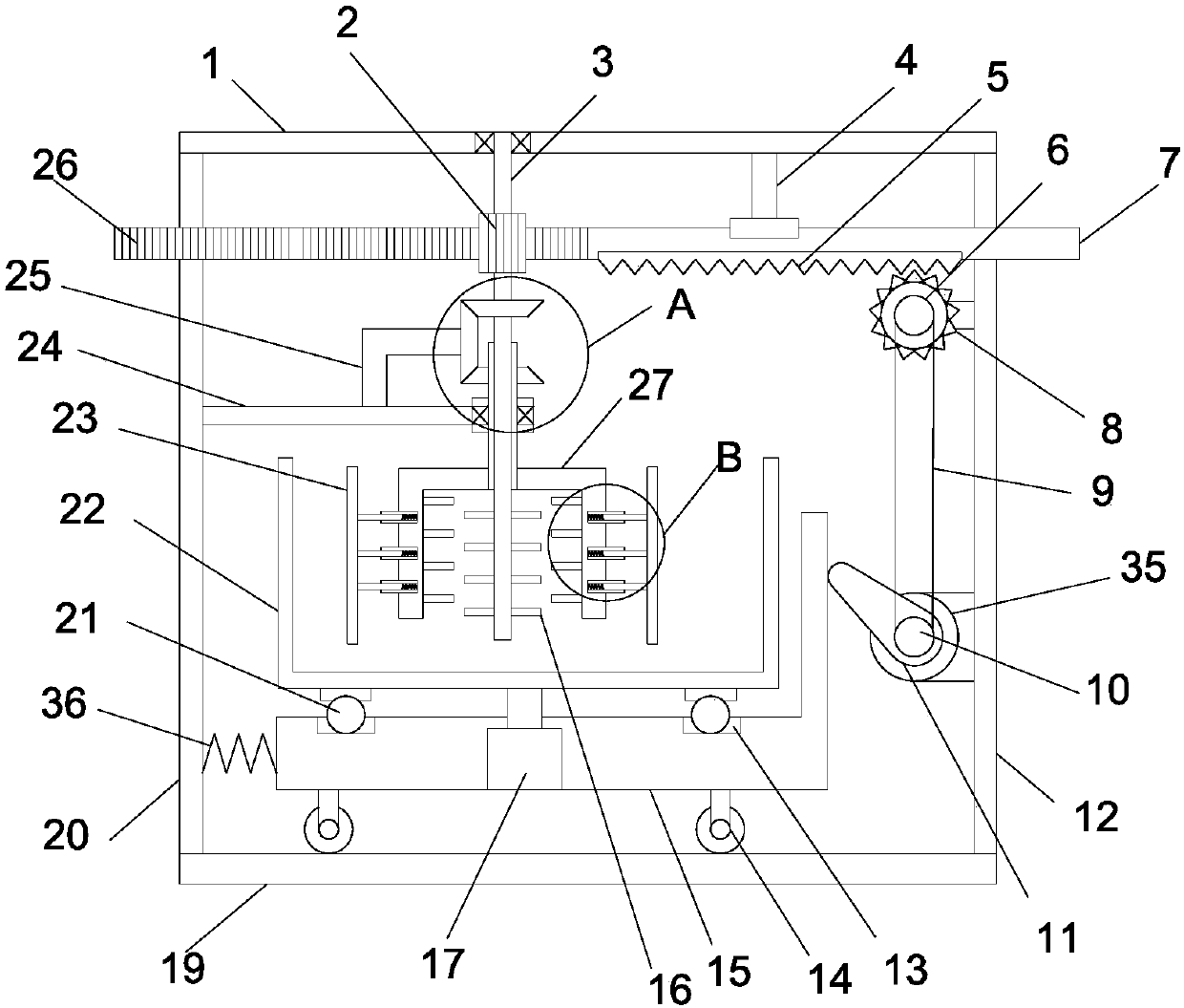 Efficient concrete stirring device for civil engineering construction