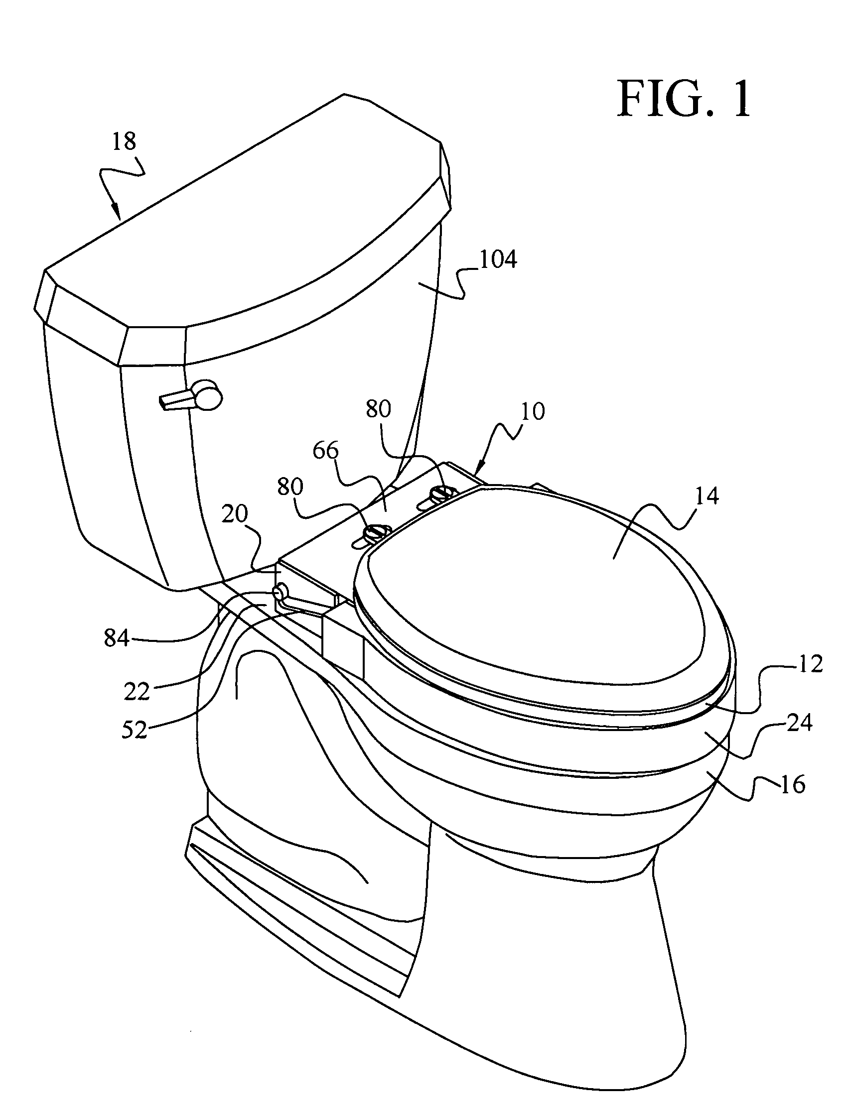 Toilet seat elevator assembly