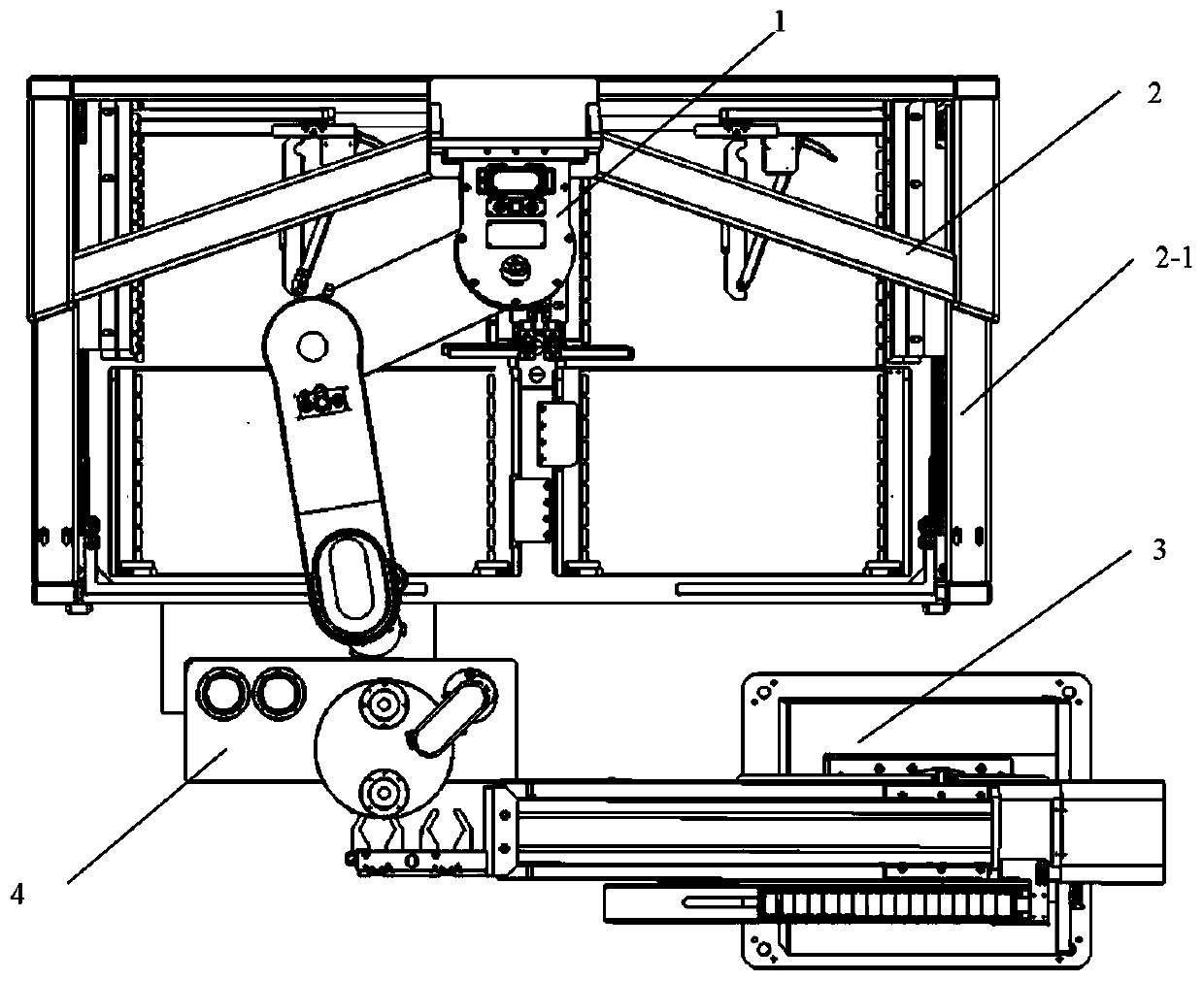 Automatic feeding and discharging device for perforating bullet assembly and assembling process thereof