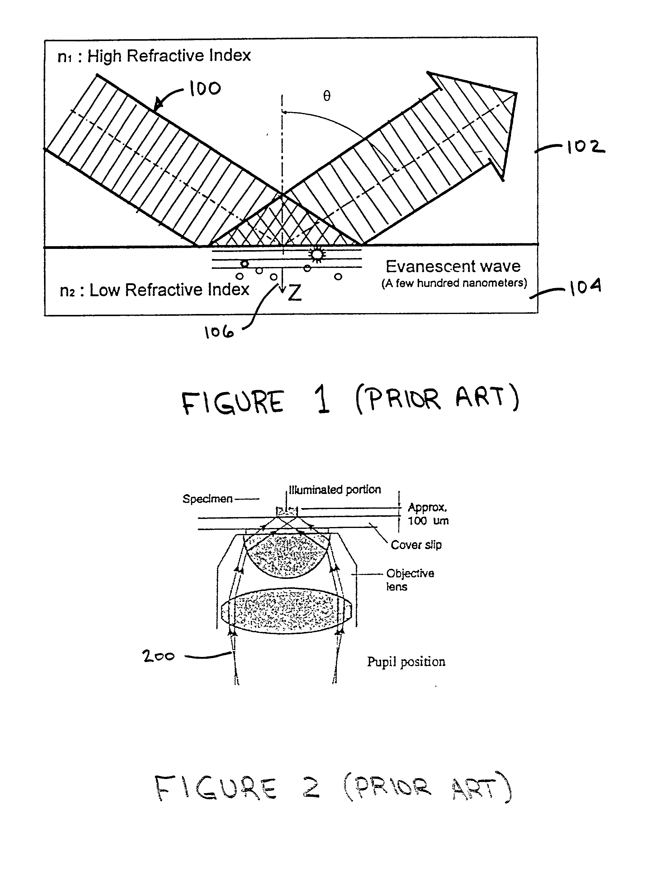 Total internal reflection fluorescence microscope having a conventional white-light source