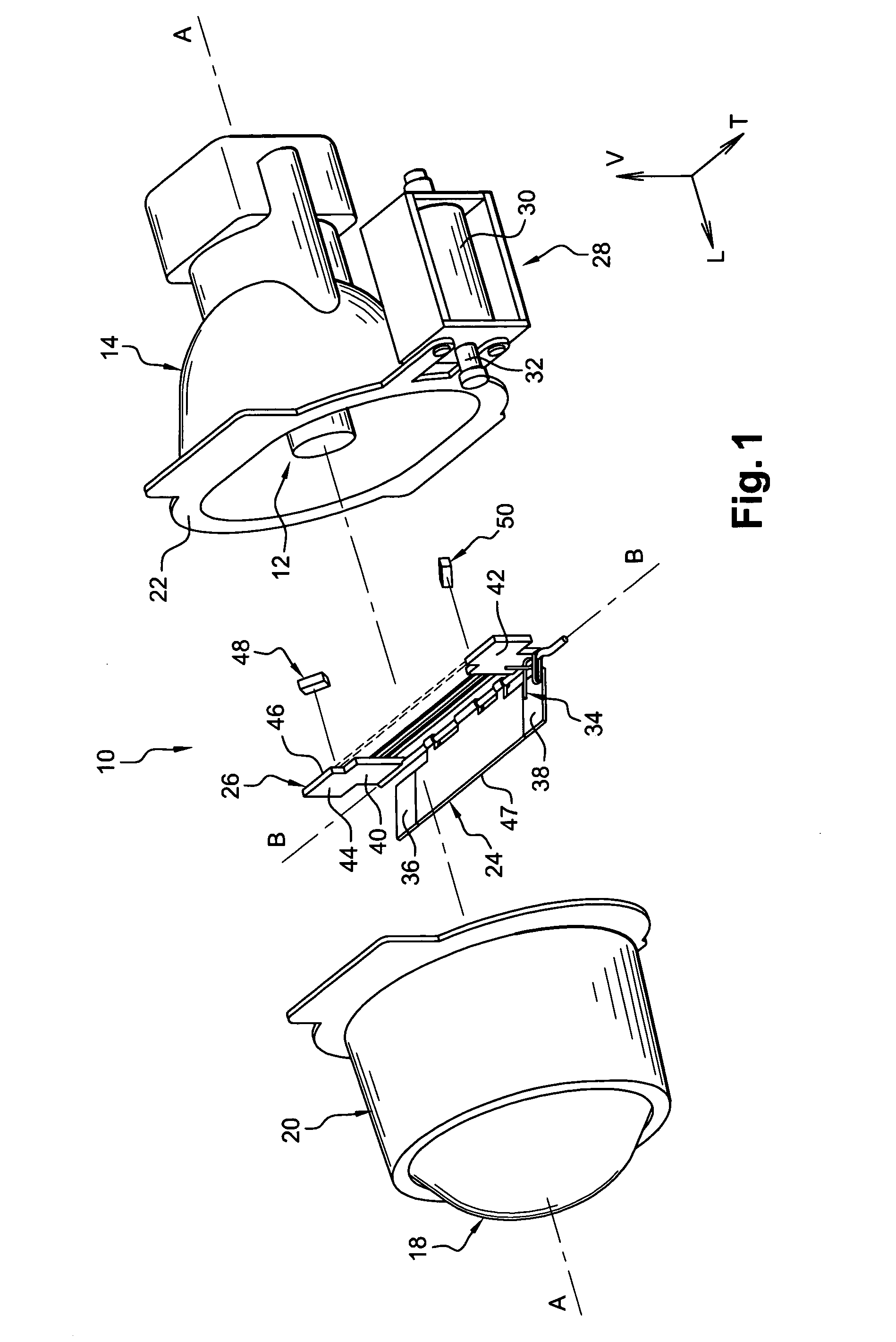 Headlamp for a motor vehicle comprising a moveable mask equipped with locking means