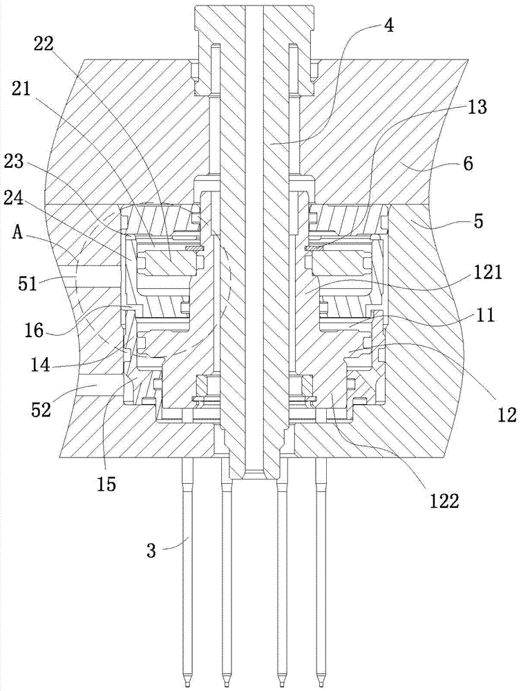 Double-layer air cylinder special for one-nozzle multi-head structure