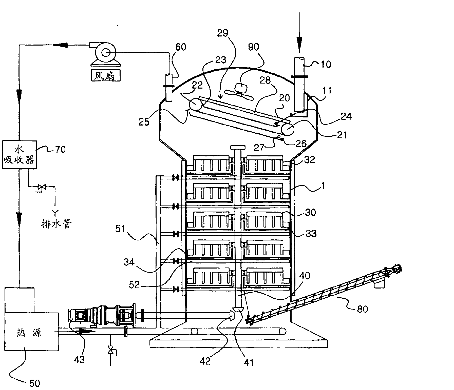 Sludge dryer with increased retention time