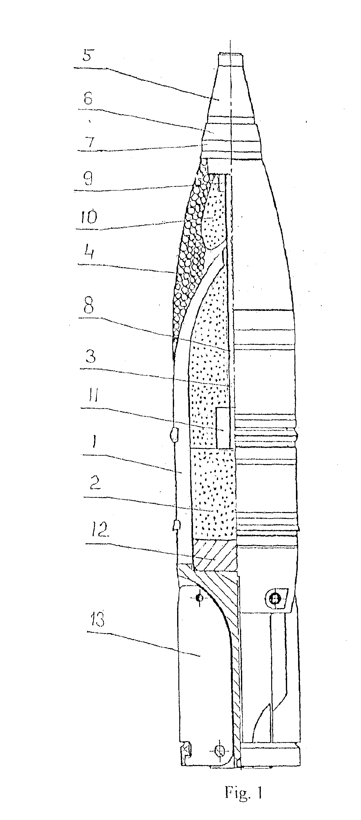 Fragmentation-beam tank projectile