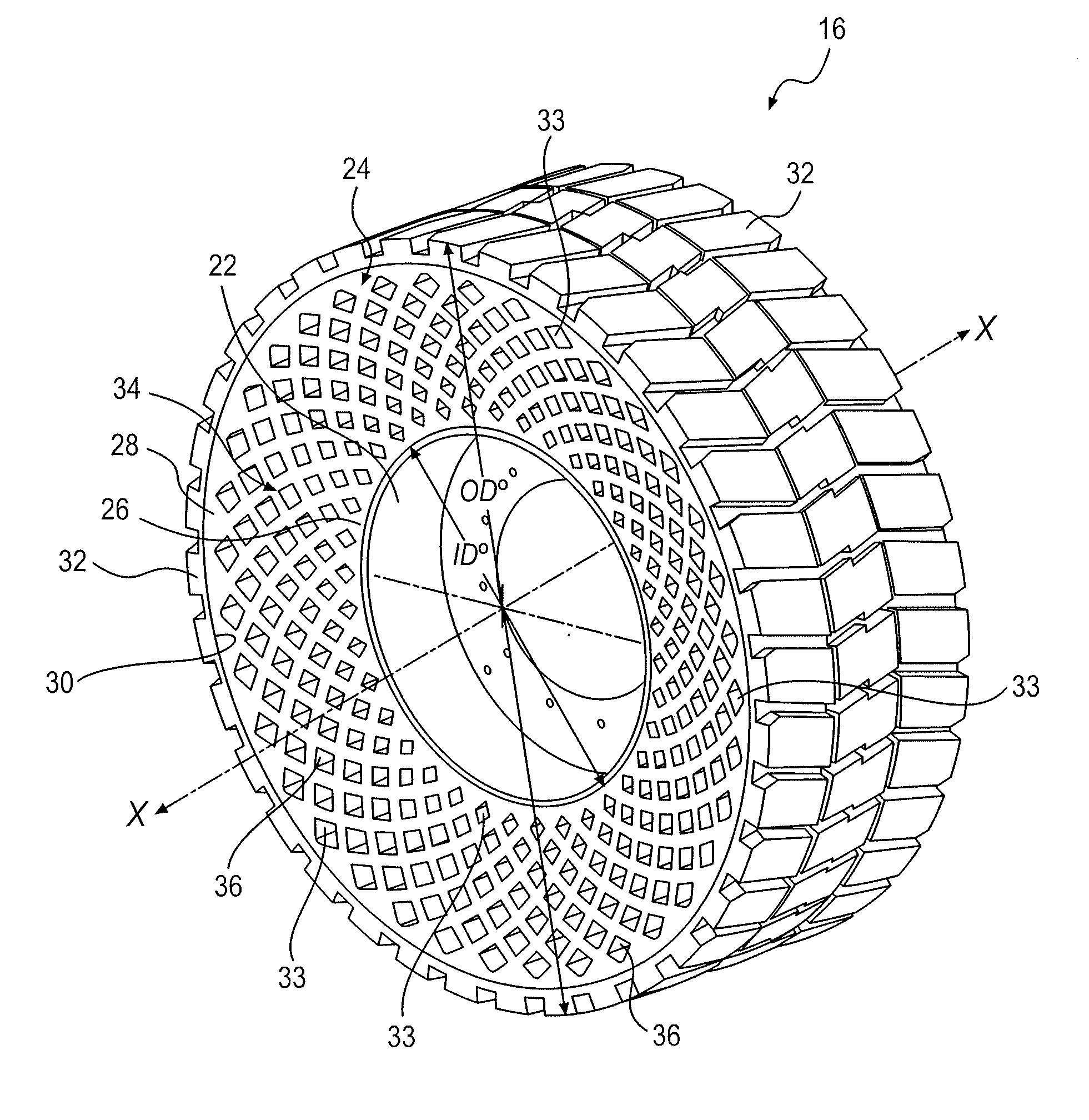 Reinforced non-pneumatic tire and system for molding reinforced non-pneumatic tire