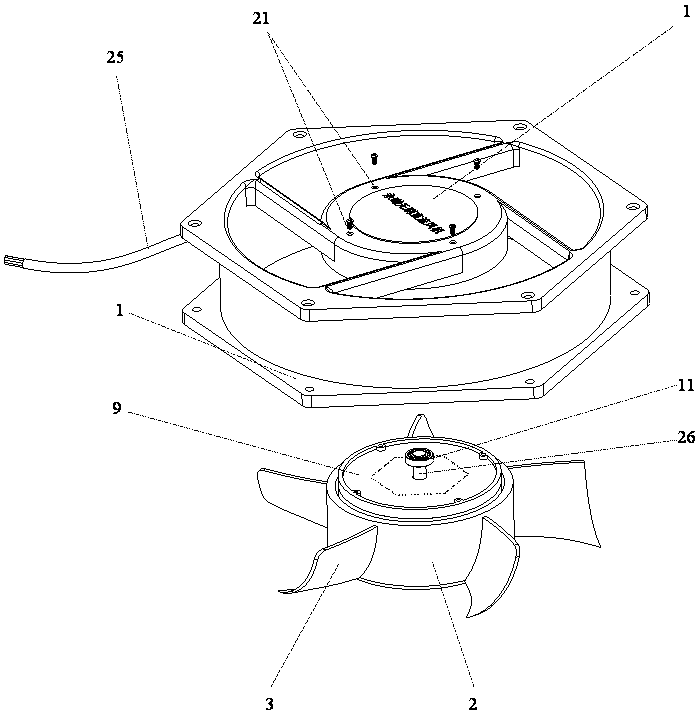 Permanent magnet brushless direct current frequency conversion axial flow fan