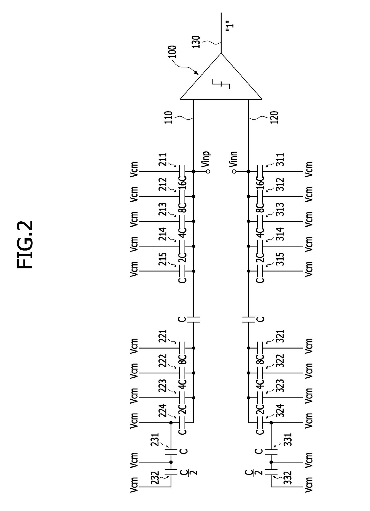 Successive approximation register analog-digital converter having a split-capacitor based digital-analog converter