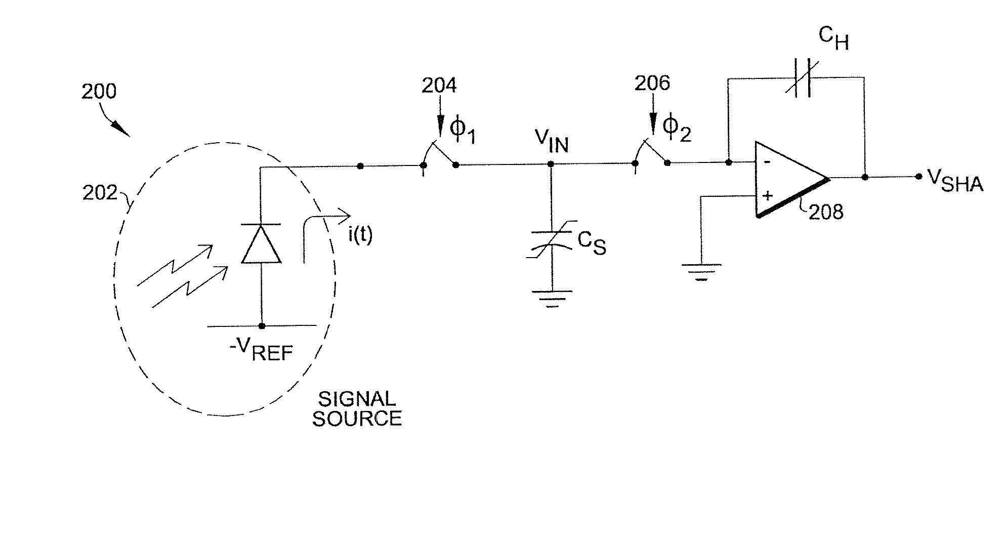 Low-noise low-distortion signal acquisition circuit and method with reduced area utilization