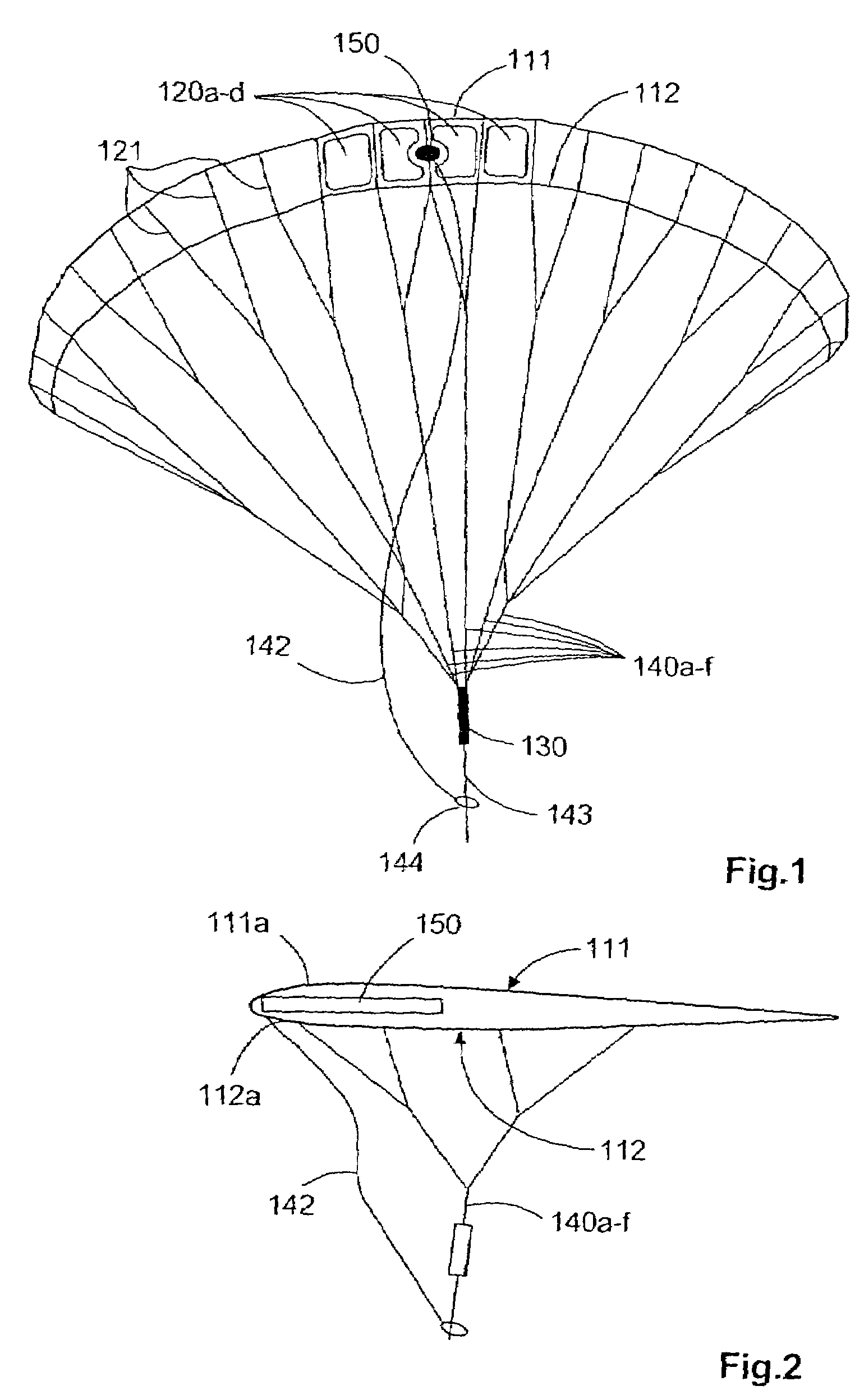 Launch and retrieval arrangement for an aerodynamic profile element and an aerodynamic profile element