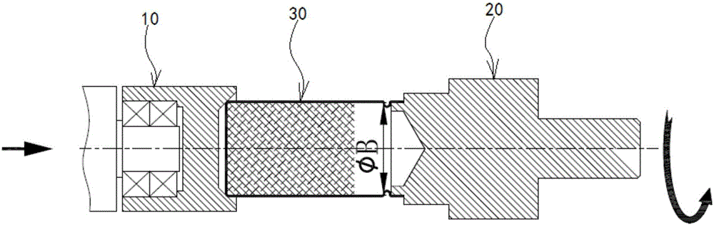 Combined type roll core device of horizontal channeling machine