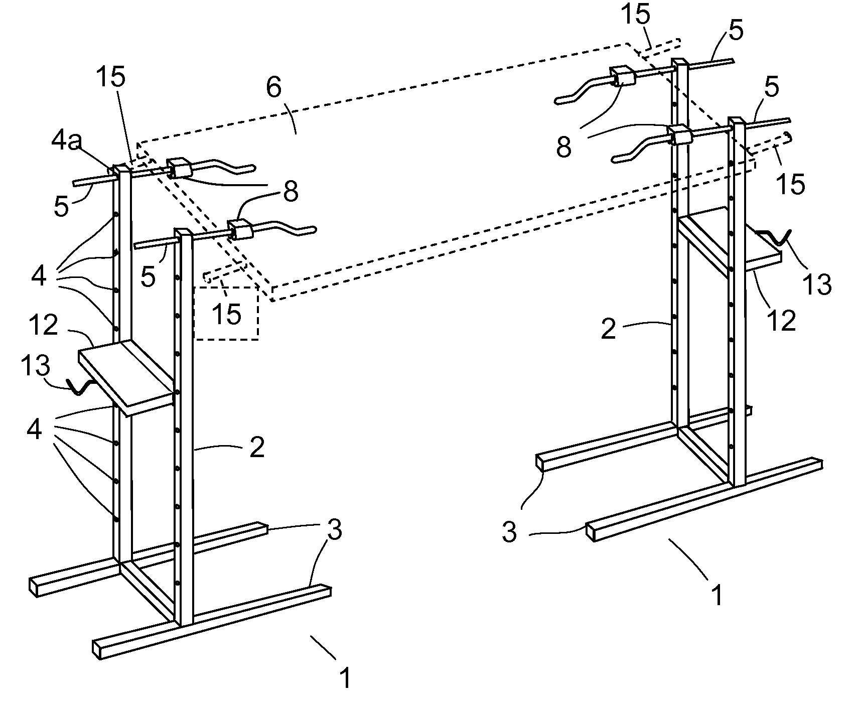 Prepping, spraying and drying rack system for doors