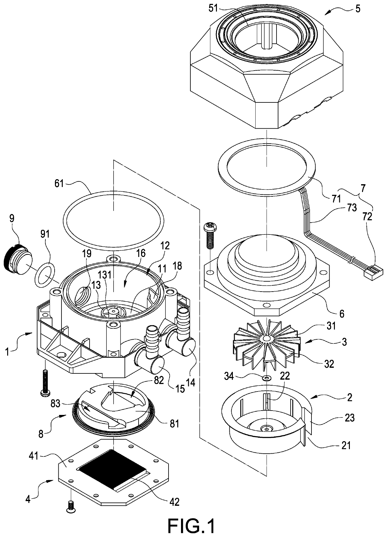 Water-cooled heat dissipating device