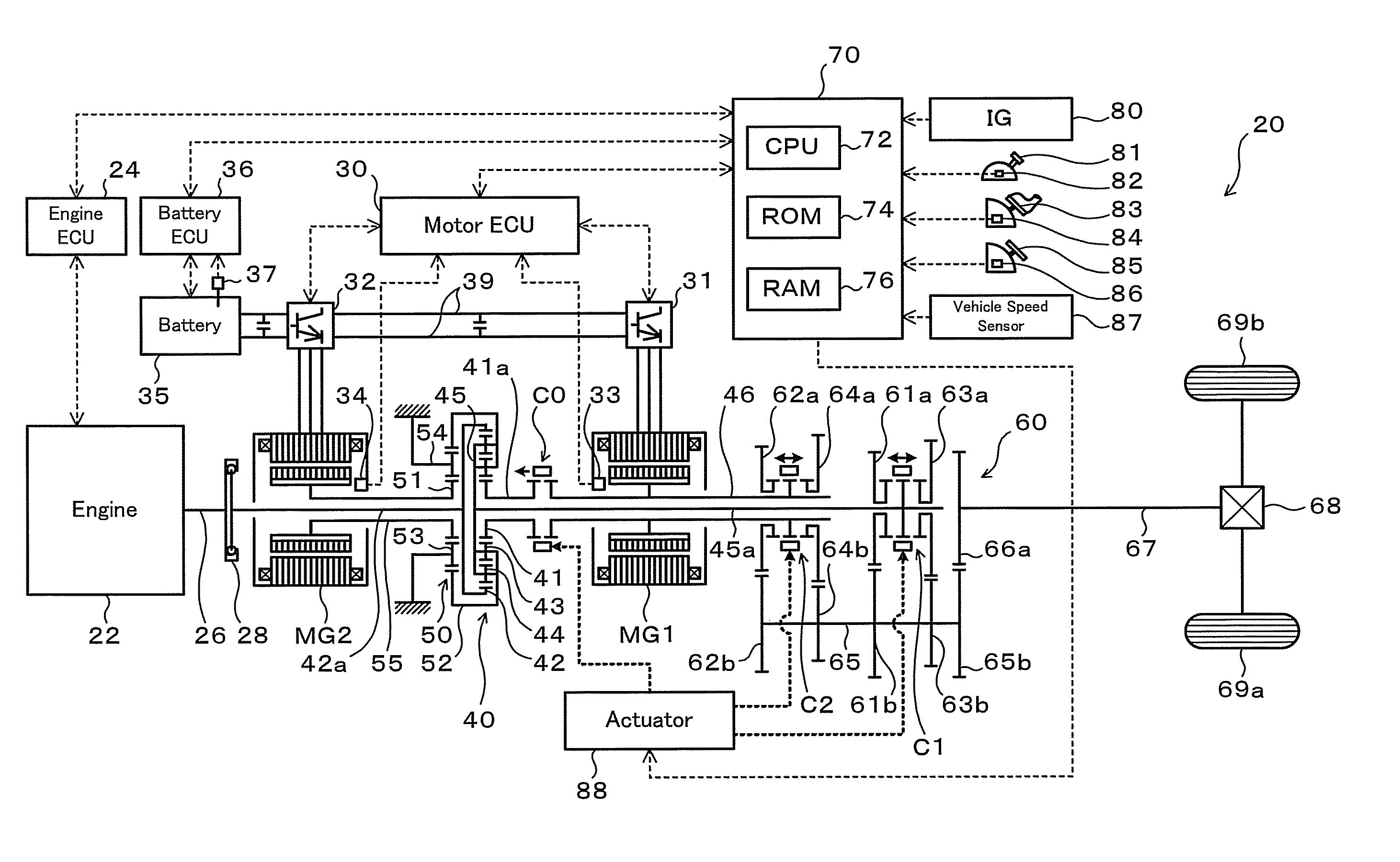 Power output apparatus, vehicle equipped with power output apparatus, and control method of power output apparatus