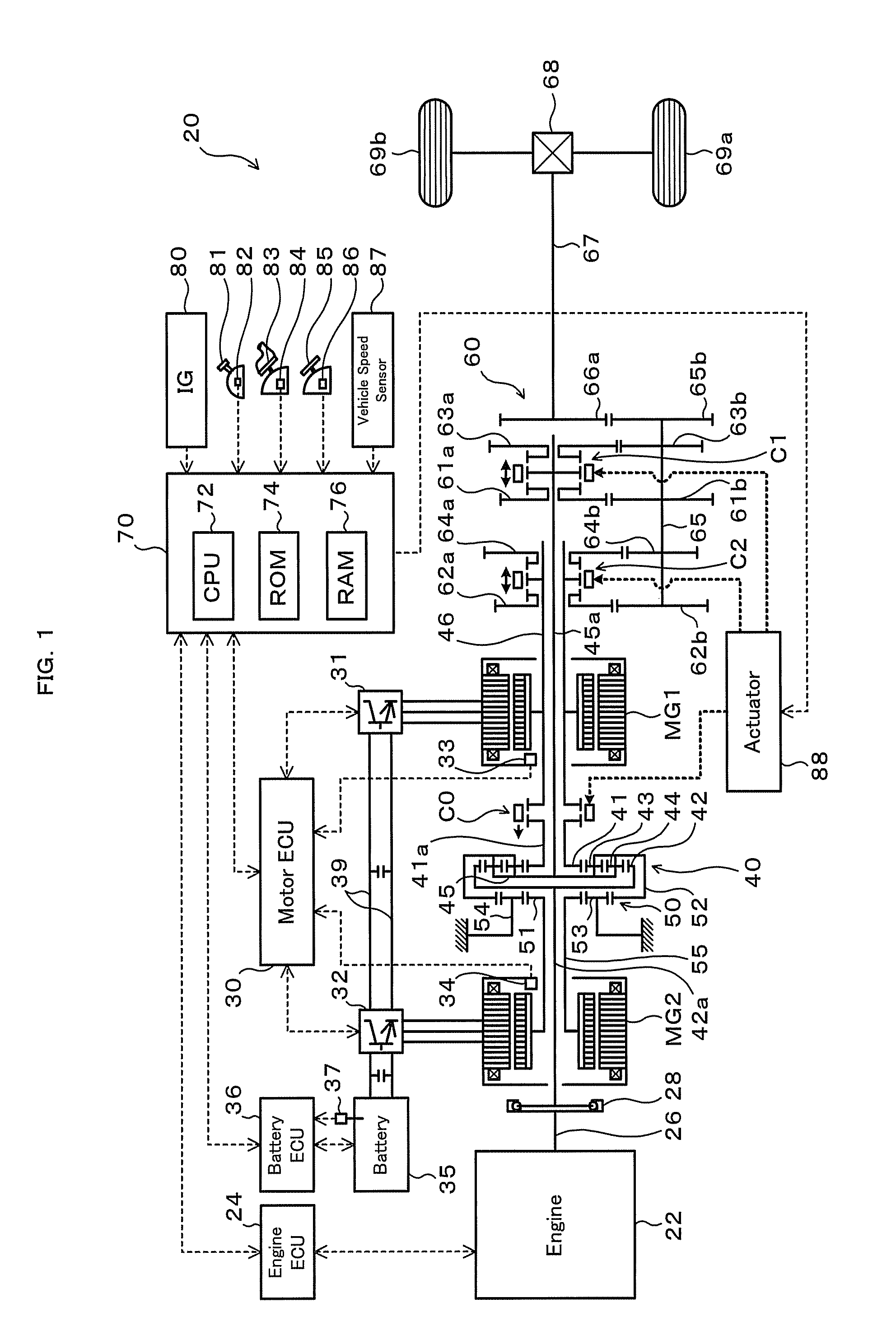 Power output apparatus, vehicle equipped with power output apparatus, and control method of power output apparatus