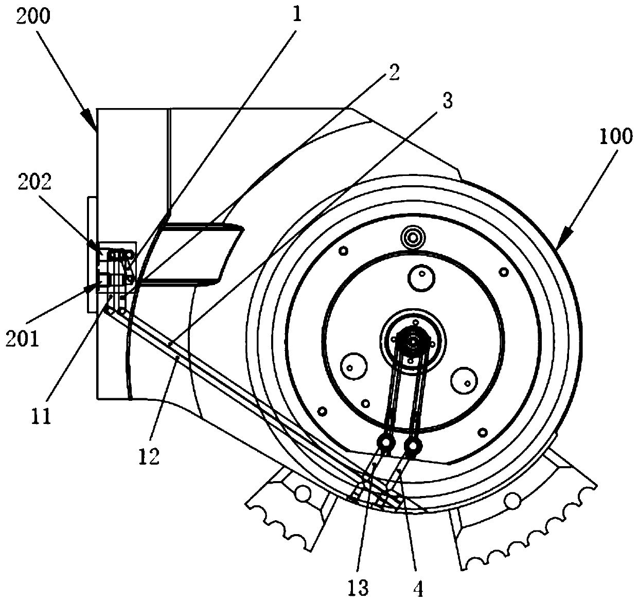 Cutting gear case with two side hydraulic oil ways