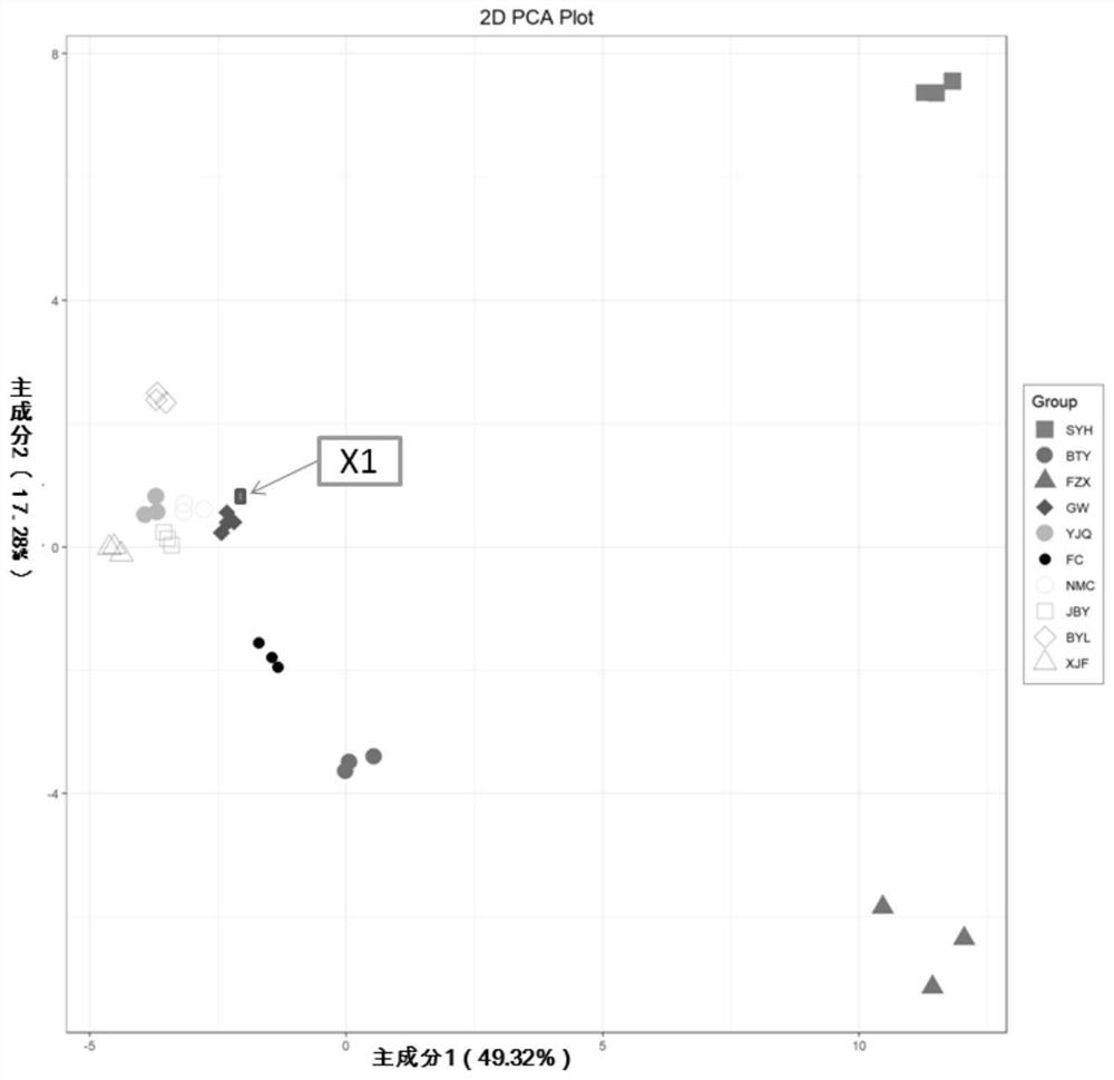 Method for identifying litchi varieties by using wide targeted metabonomics technology