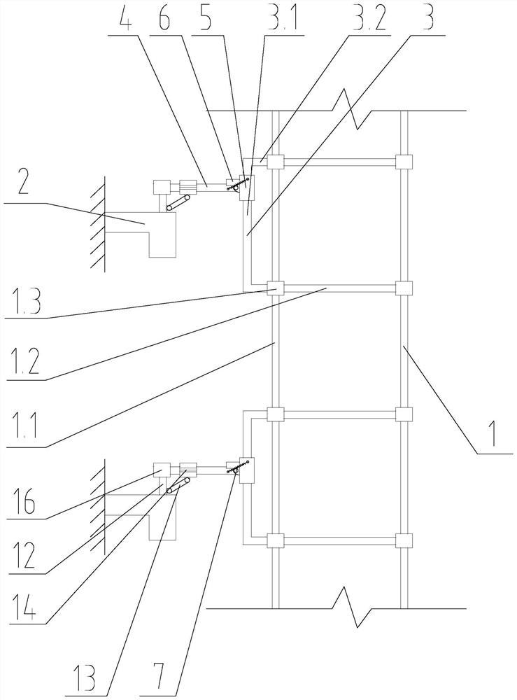 Wall connecting device of bearing type outer frame