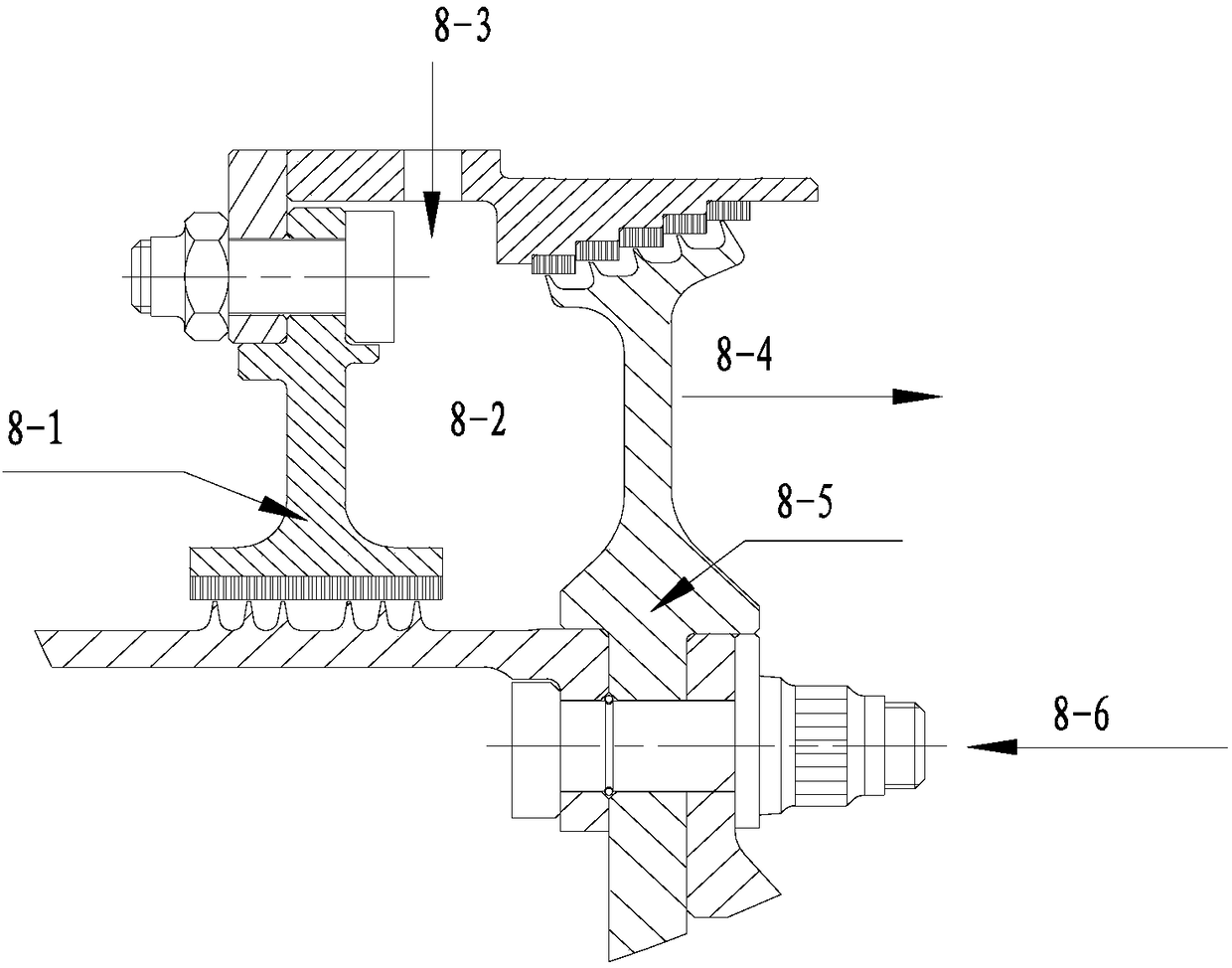 Axial force balance device used for performance testing of axial-flow gas compressor