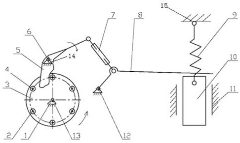 An intermittent linear power mechanism driven by rollers to move the cam