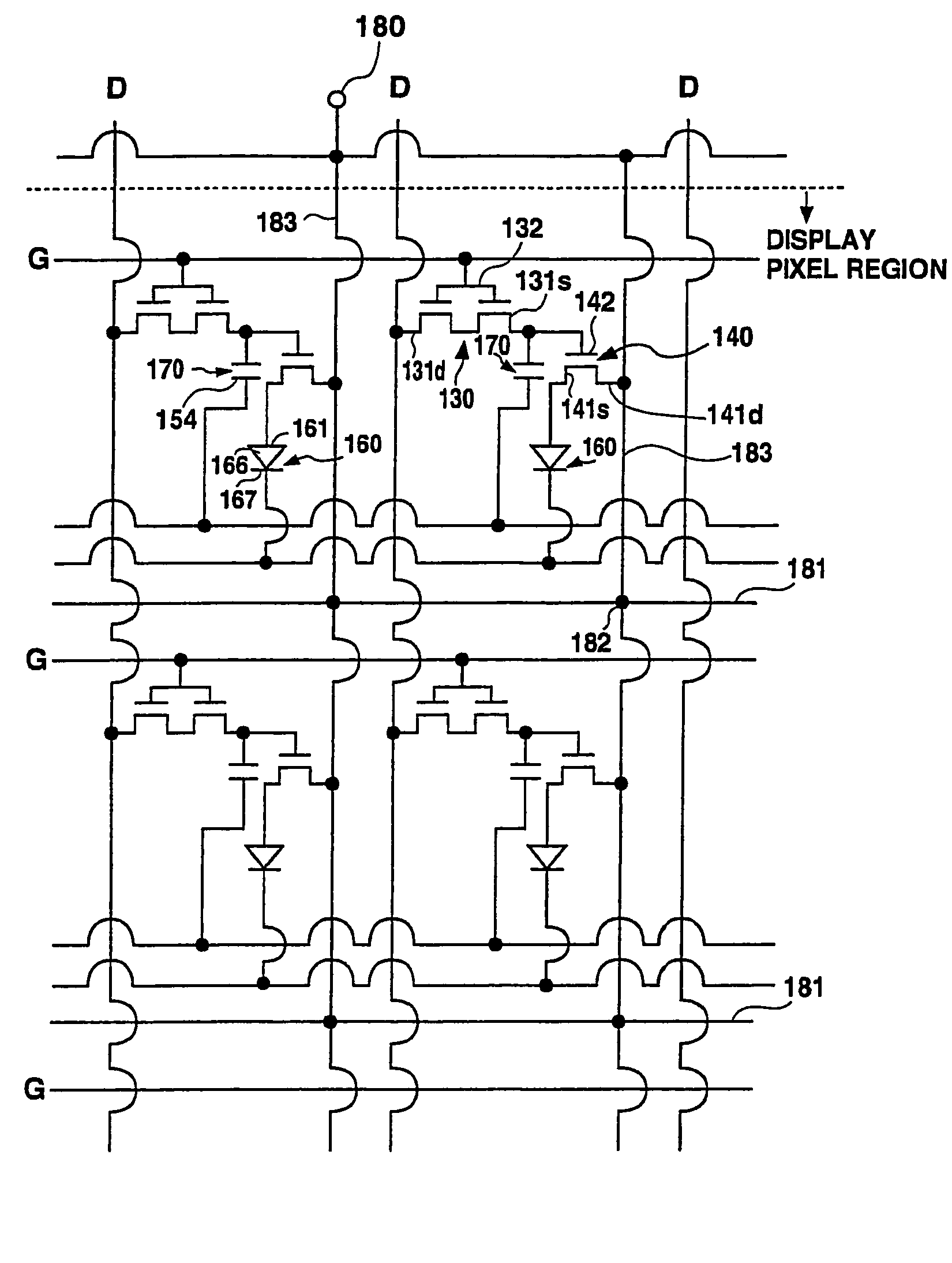 Emissive display device and electroluminescence display device with uniform luminance