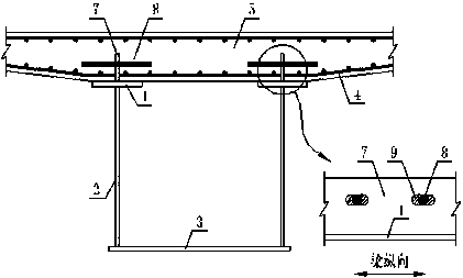 Longitudinal non-shear open-hole steel plate pull-out connector and its construction method