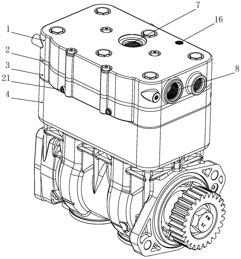 Automobile air compressor with unloading gas storage oil mist separation cavity