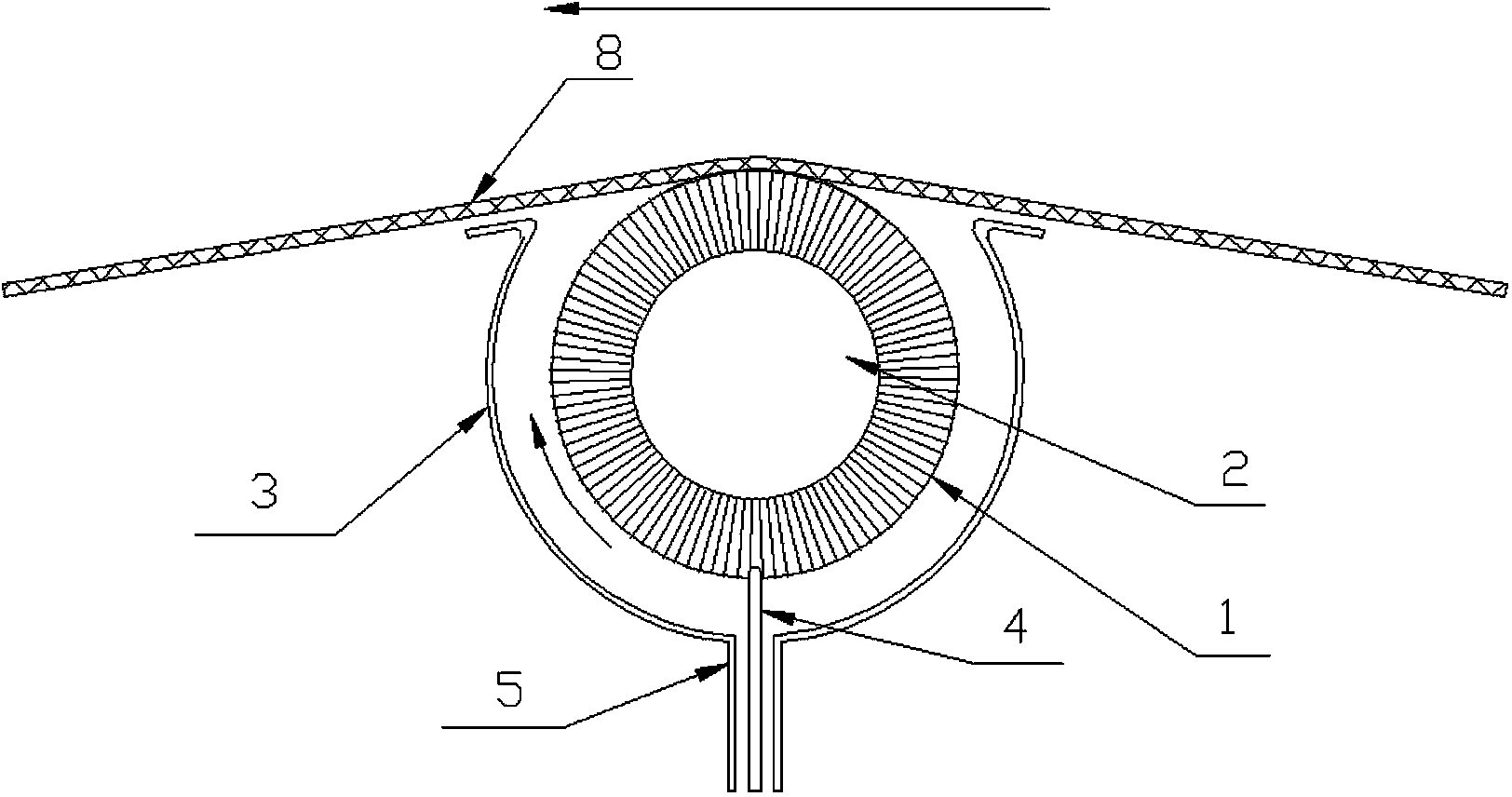 Cleaning device for back face of breathable net belt of artificial board preforming press