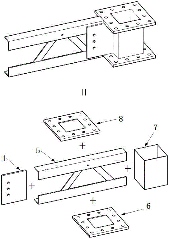 Half-welding half-bolt beam-column joint connection device of assembly type steel structure system