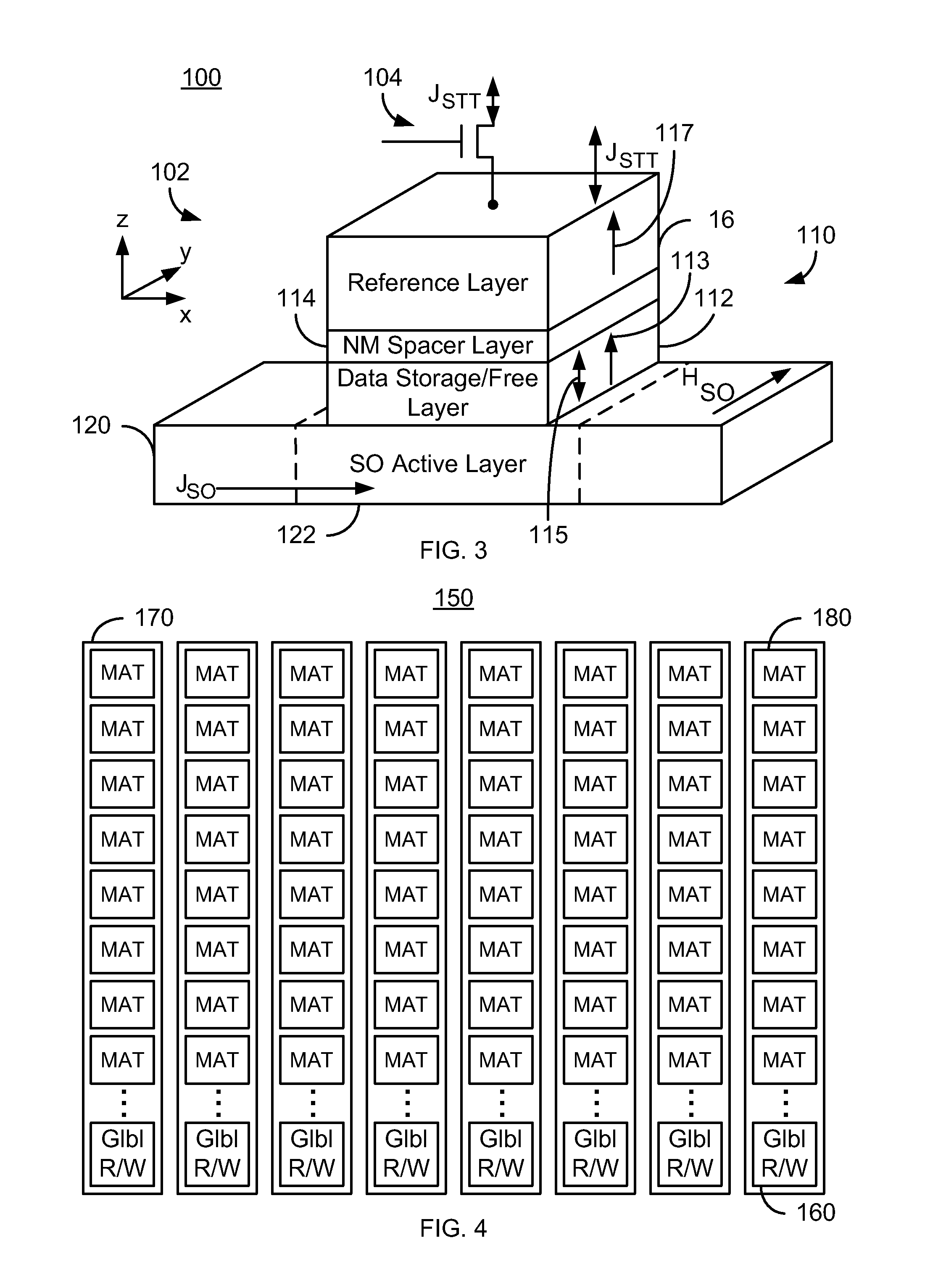 Architecture for magnetic memories including magnetic tunneling junctions using spin-orbit interaction based switching