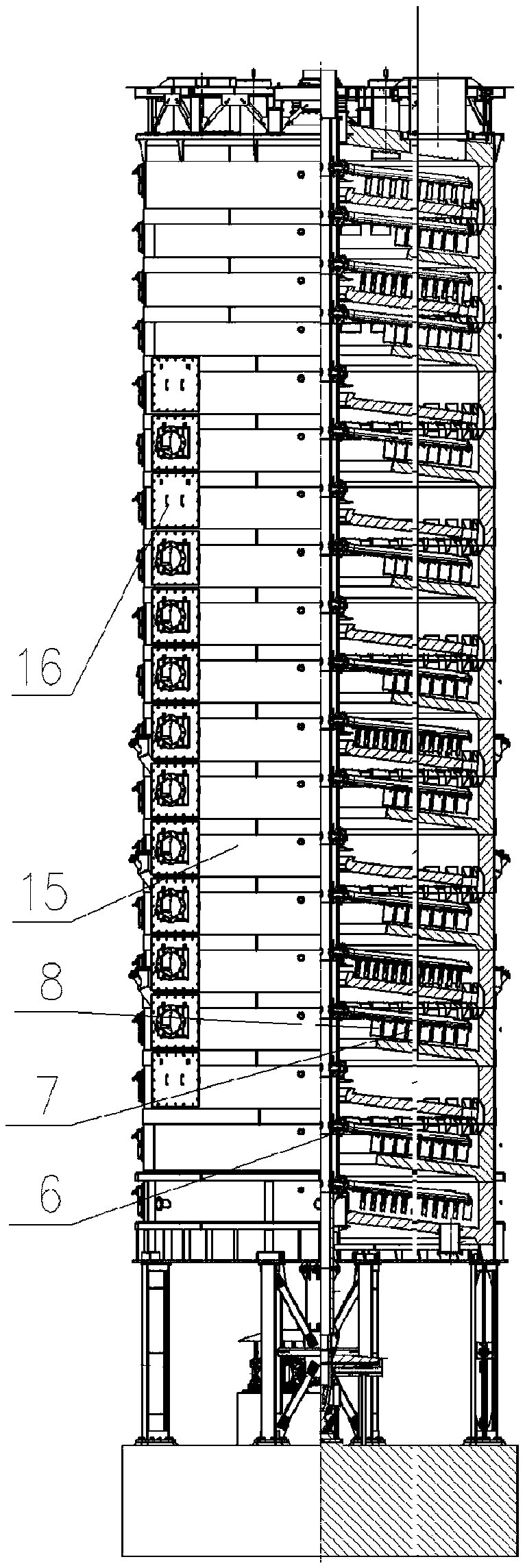 A dismantling tool and dismantling method of rake arm rake teeth with hollow shaft structure of multi-layer furnace