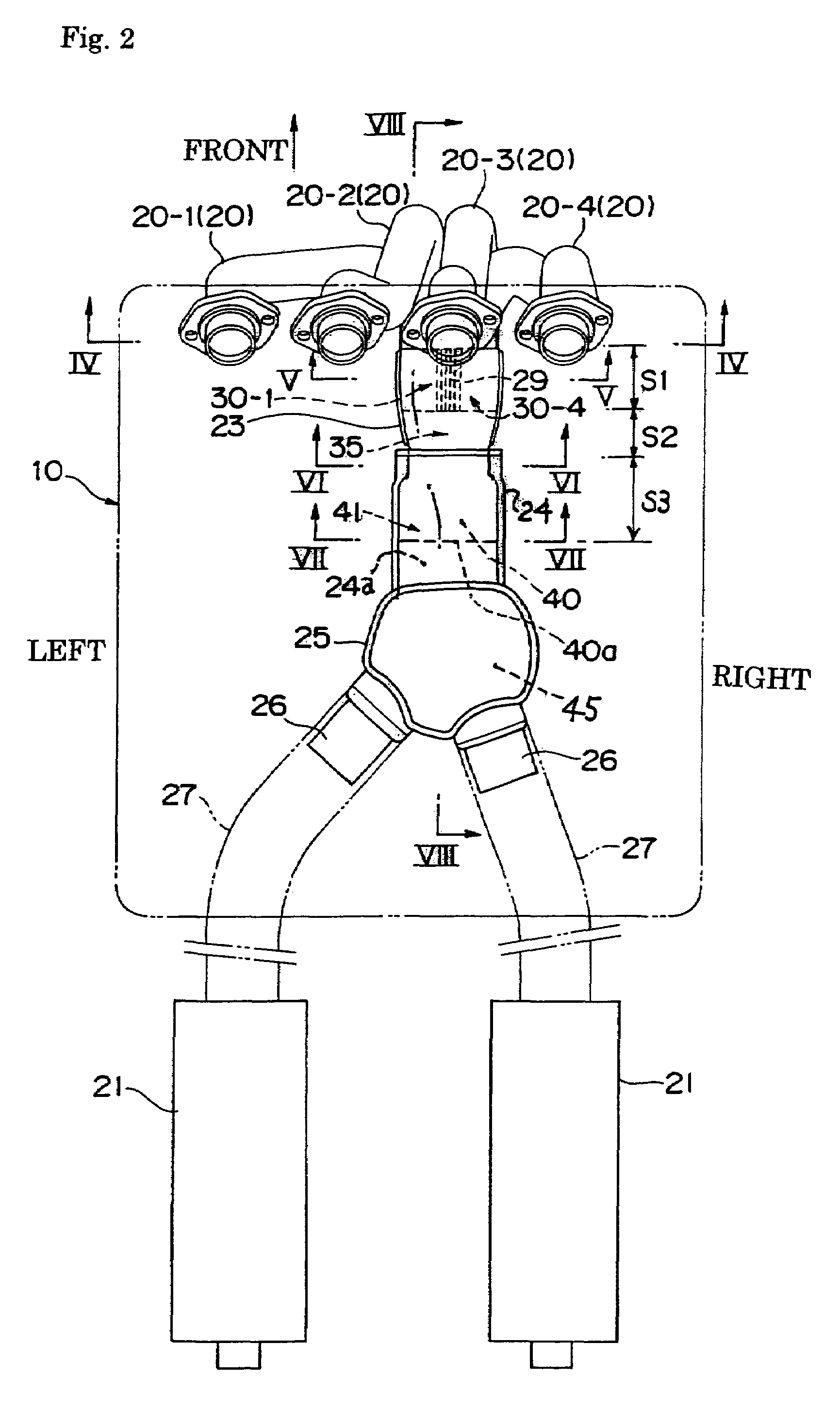 Vehicle exhaust apparatus and motorcycle equipped therewith