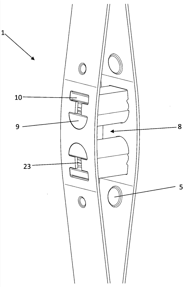 Heddle preferably for handling strip-shaped material and method for the production thereof