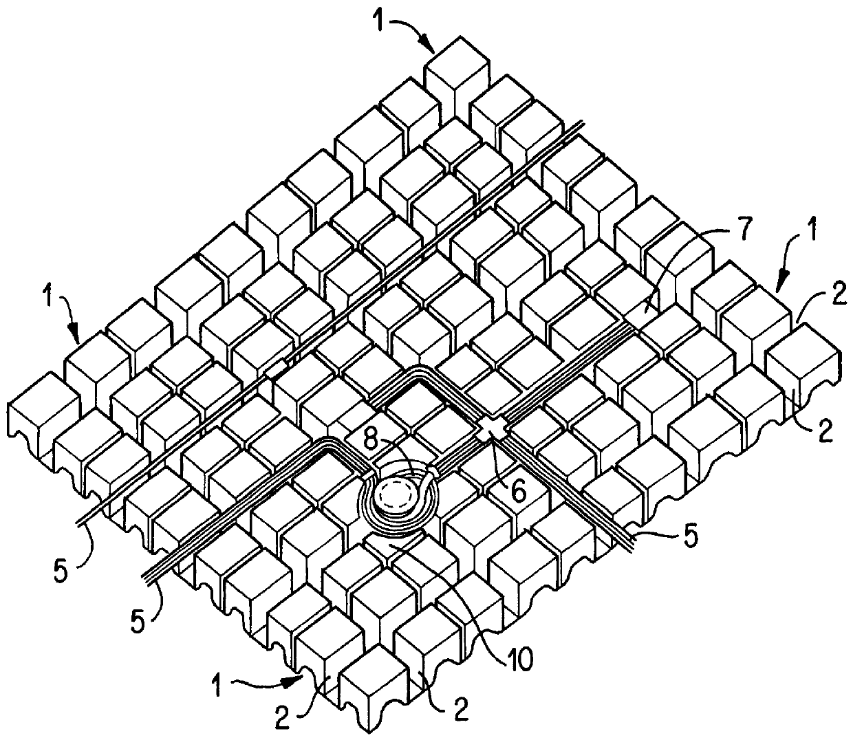 Floor-wiring structure and floor members for storing cable in such structure