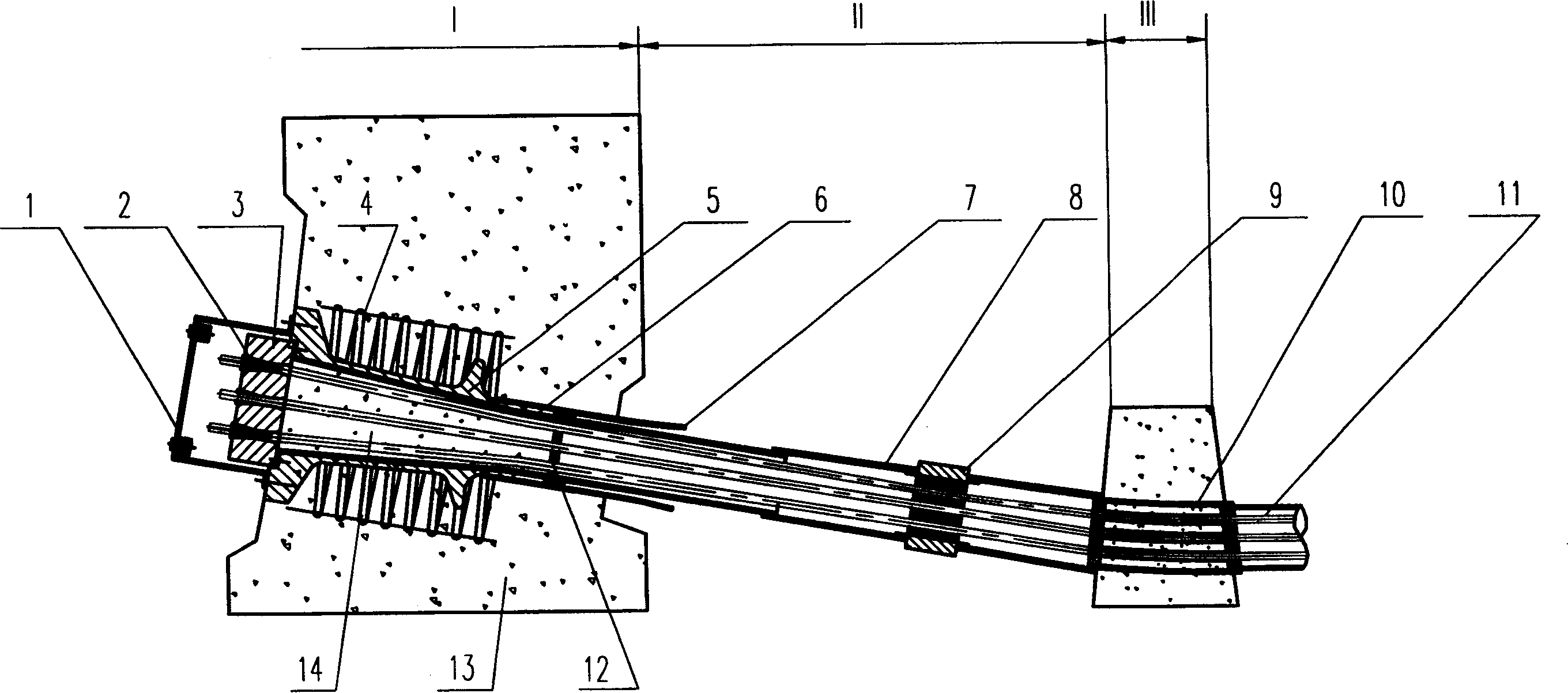 Outer prestress system and its construction process