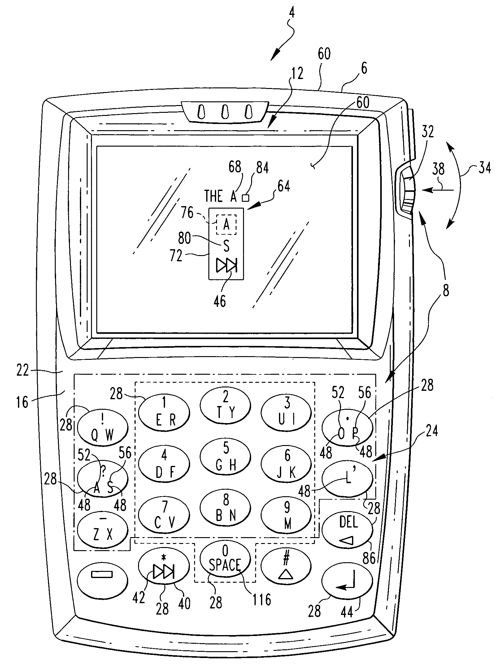 Handheld electronic device with text disambiquation employing advanced word frequency learning feature