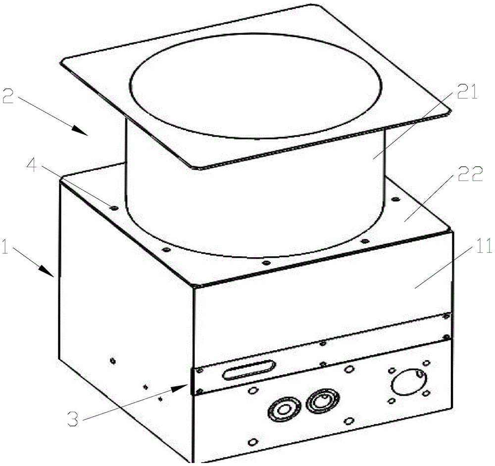 A split-type melting glue device