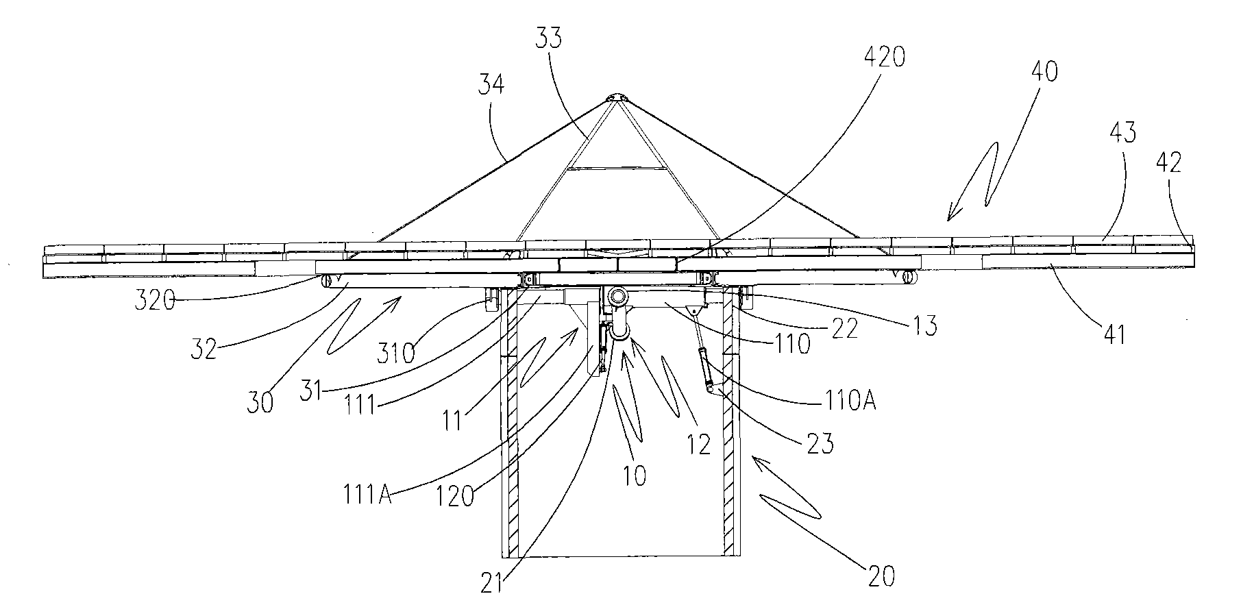 Solar energy sun-following device structure