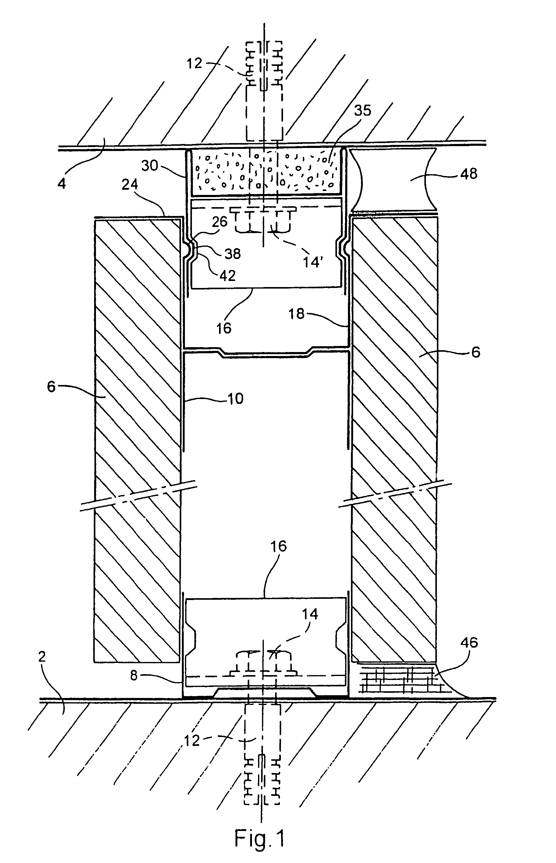 Device for the earthquake-resistant mounting of a partition