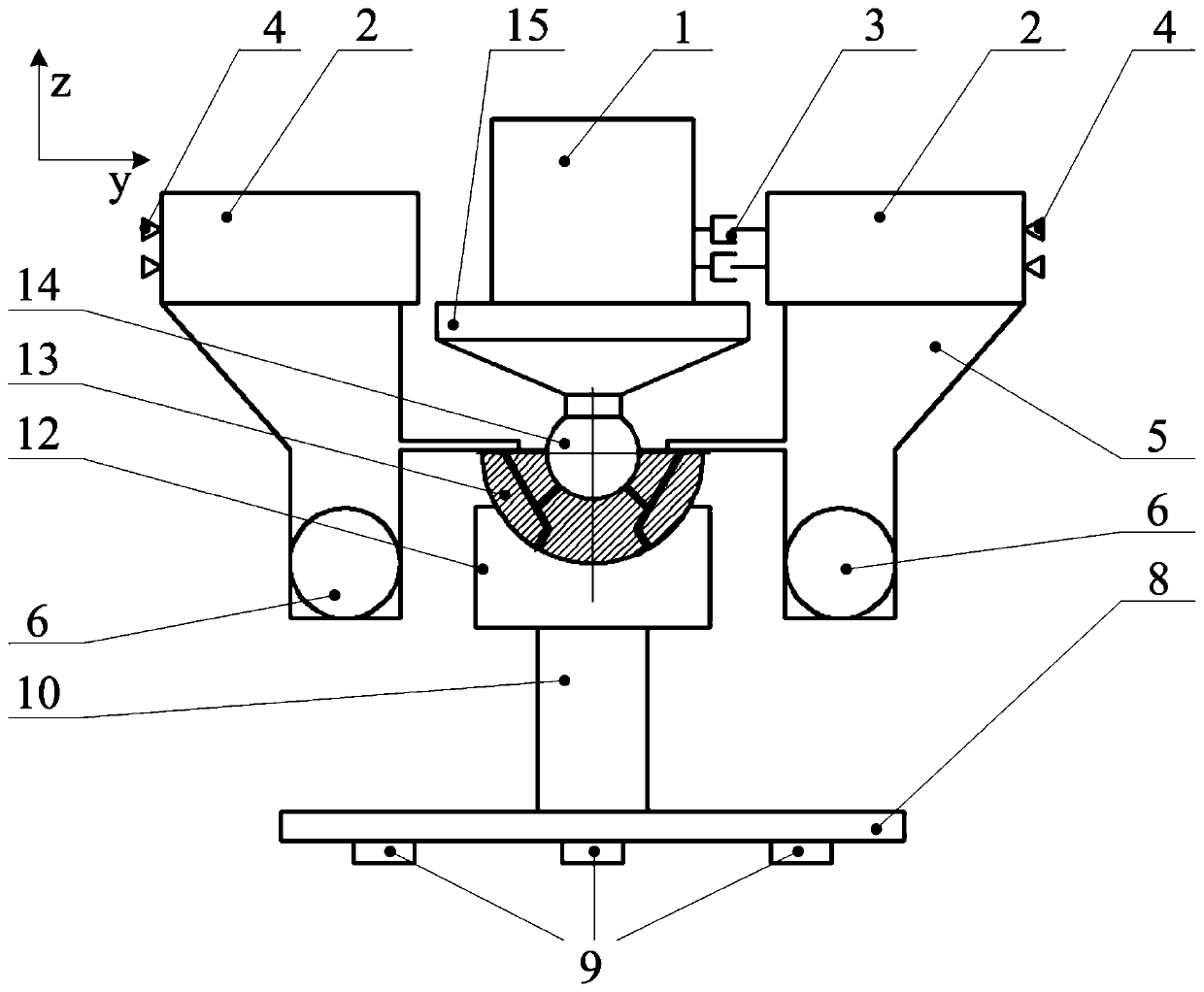 An eight-degree-of-freedom air flotation device based on double-sphere common-center stacking coupling