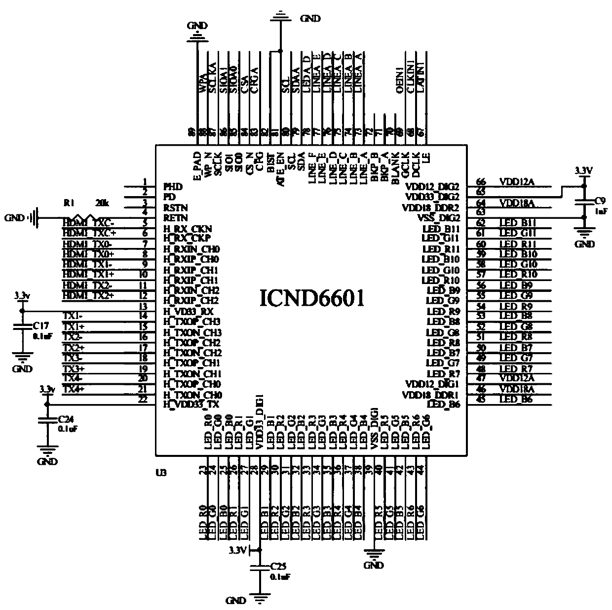 Control system of LED display screen and control circuit board thereof