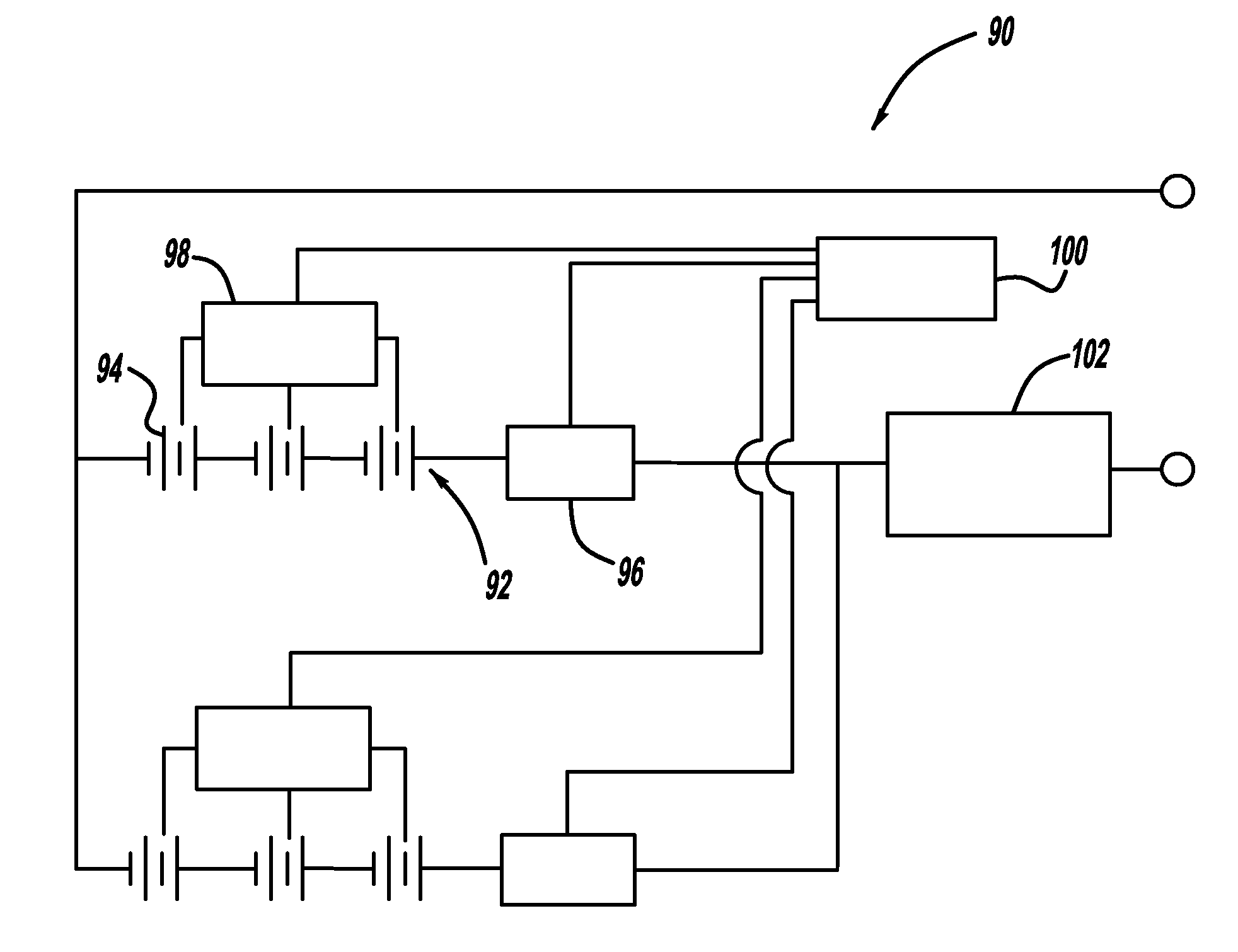 Battery fault tolerant architecture for cell failure modes series bypass circuit