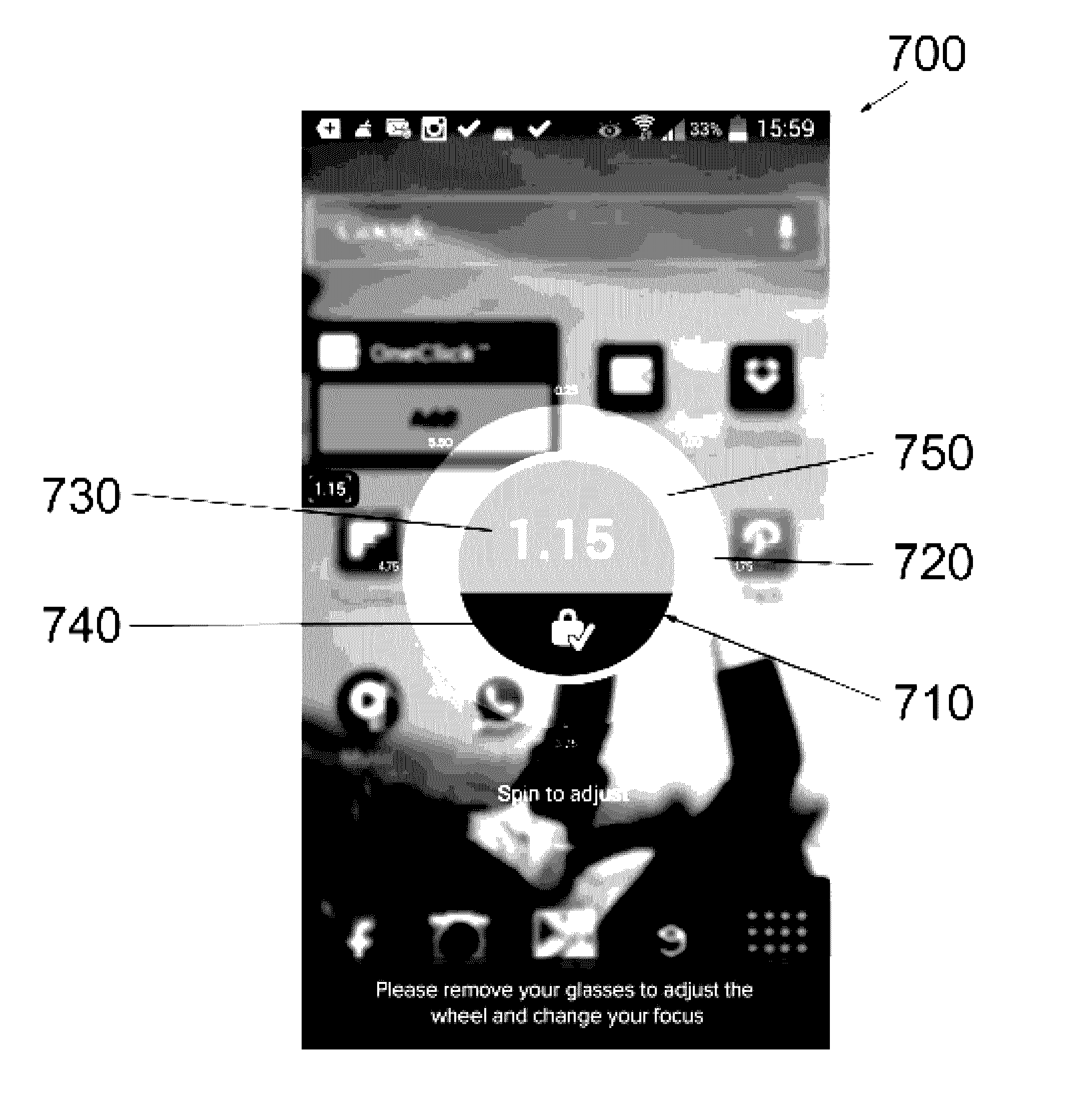 Vision correction system, method and graphical user interface for implementation on electronic devices having a graphical display