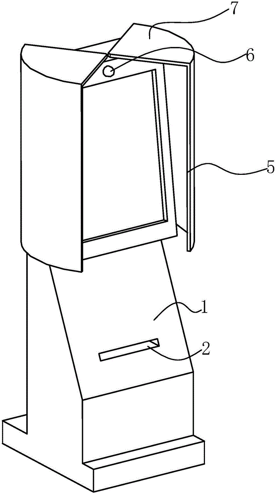 Terminal printing device protection device with automatically opened and closed protection covers