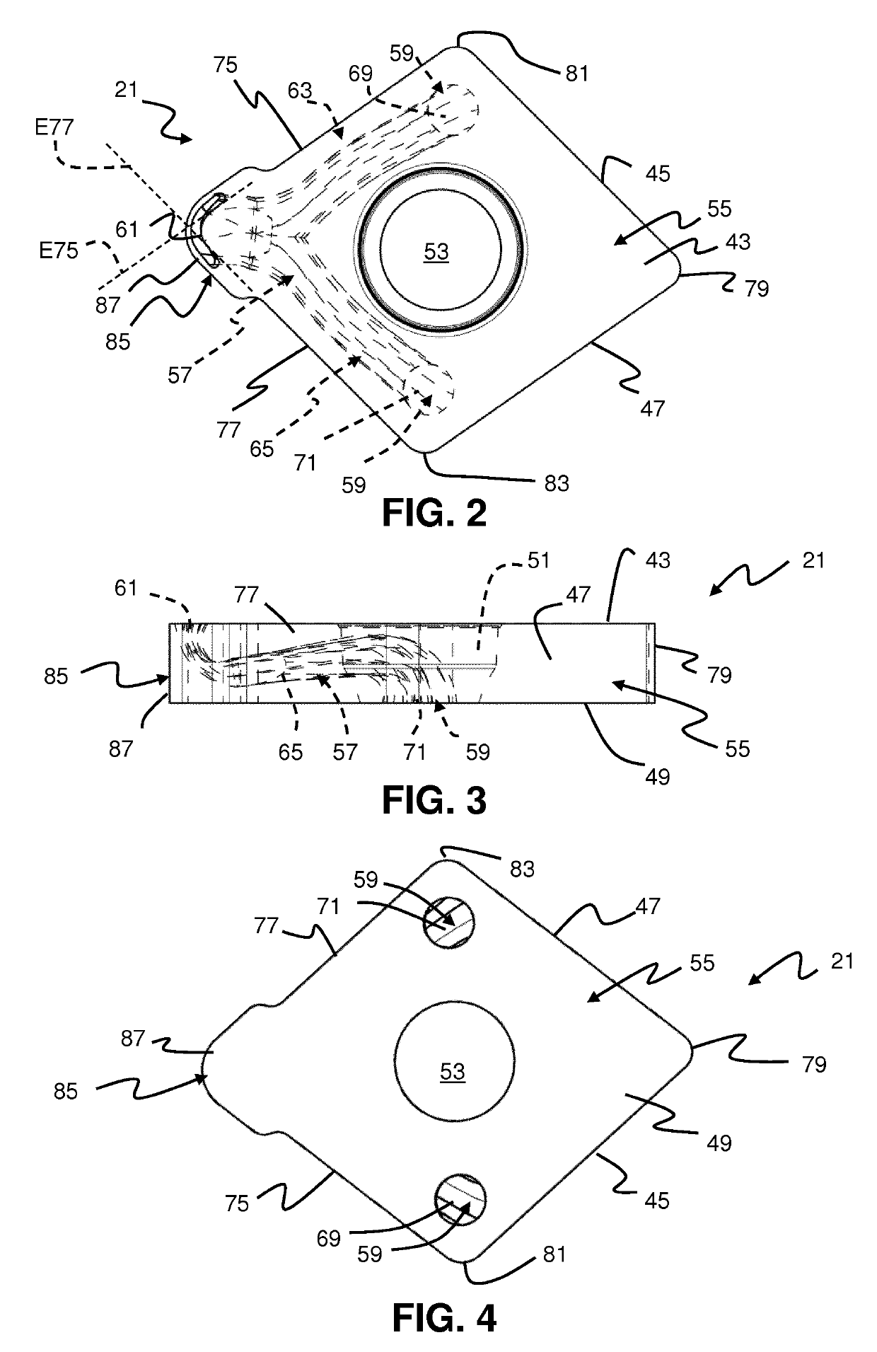 Anvil with curved passage for cutting tool