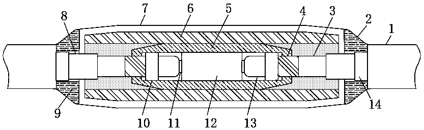 Temperature sensing optical fiber type power cable joint structure adopting guide cover