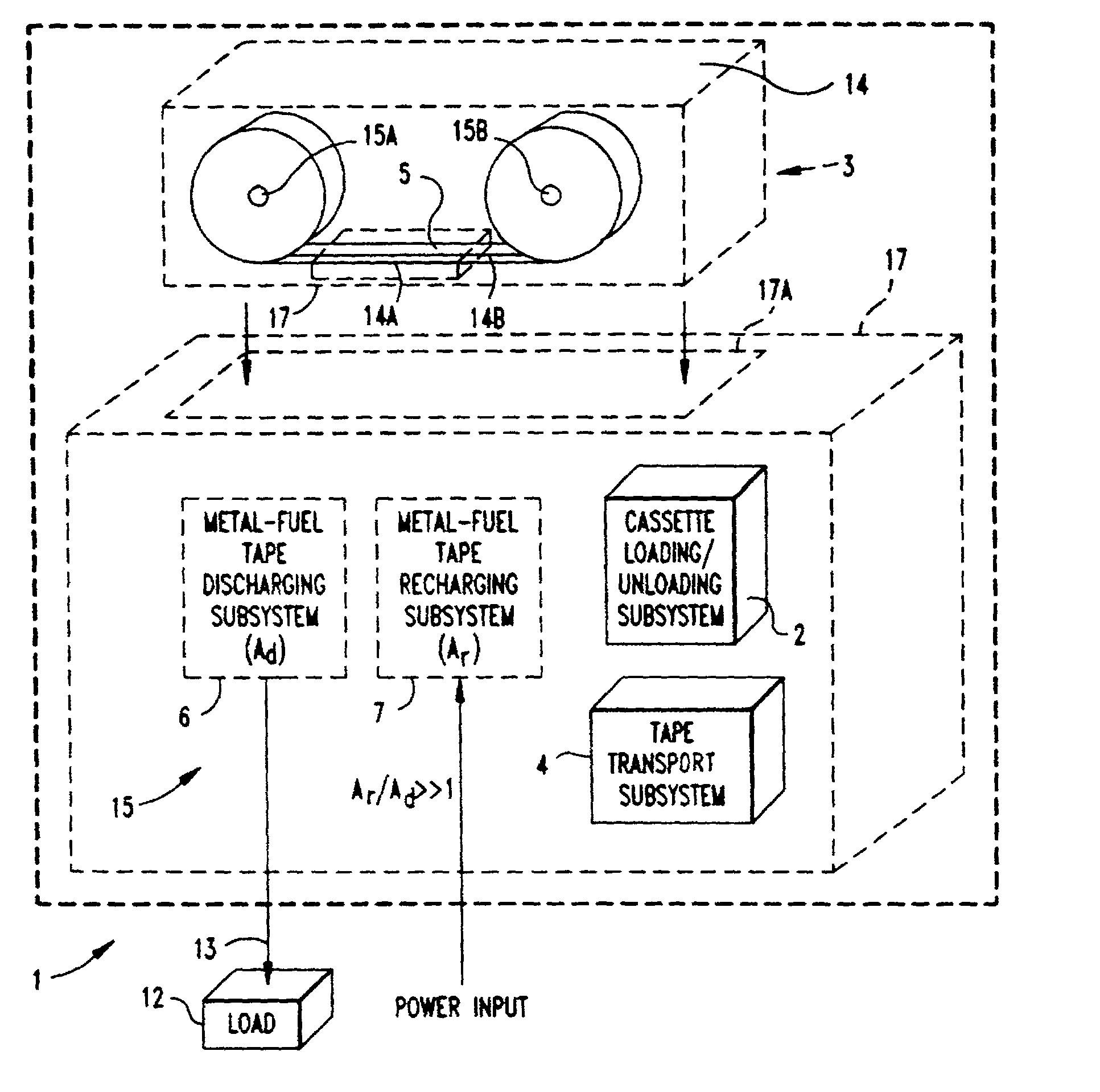 Metal-air fuel cell battery systems having mechanism for extending the path length of metal-fuel tape during discharging and recharging modes of operation