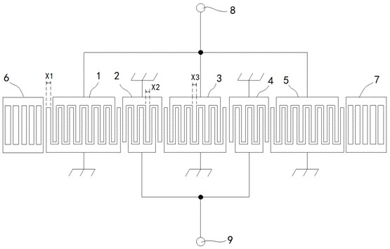 DMS filter and duplexer for improving pass band flatness