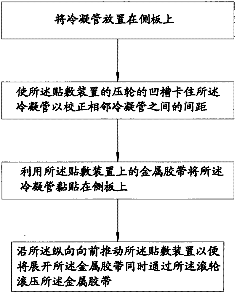 Applying device for applying condenser and production process of built-in condenser