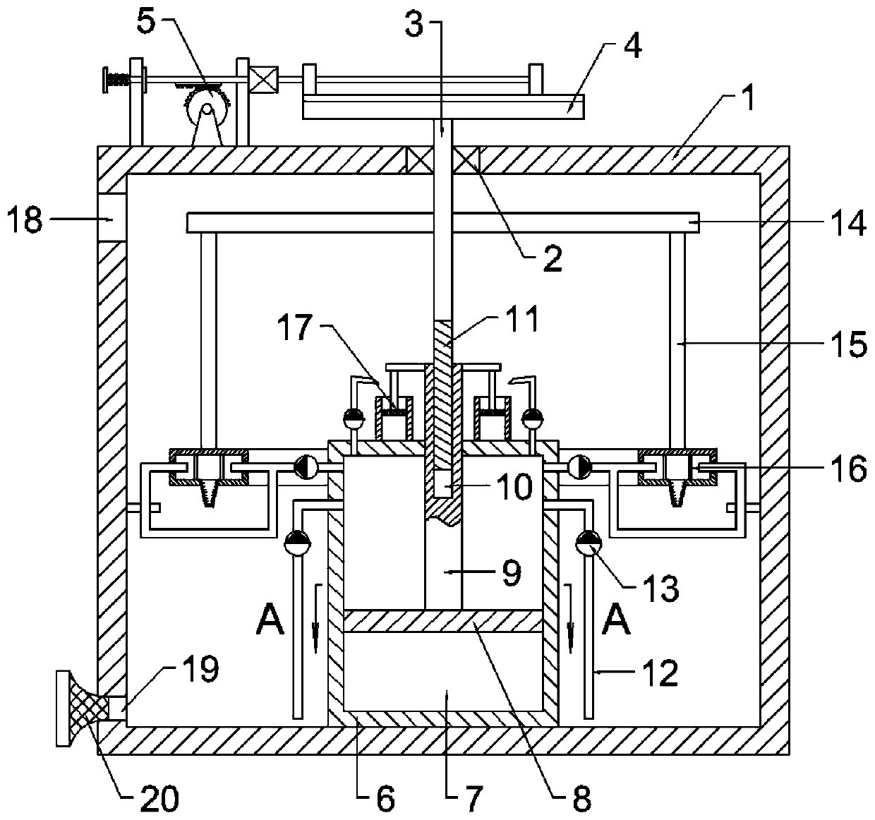 A liquid material mixing equipment for chemical industry with the function of changing the driving direction