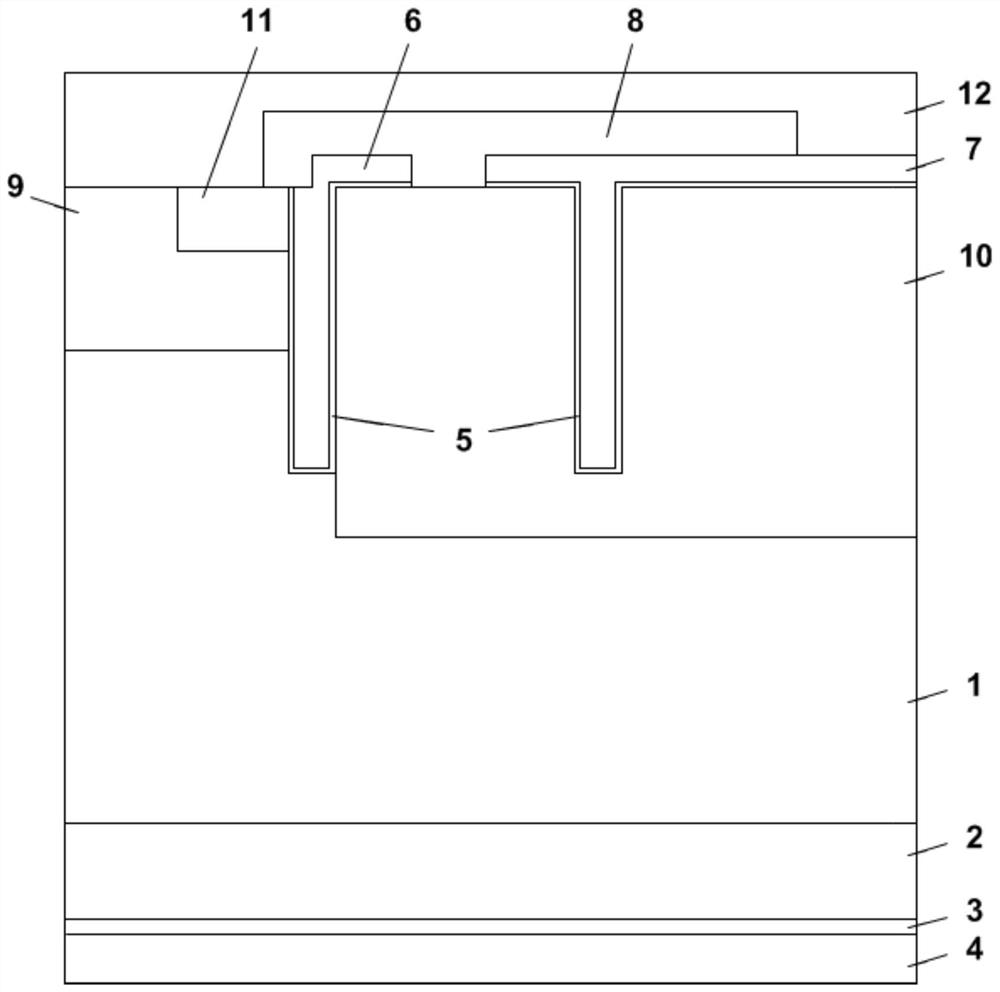 Trench gate type IGBT structure